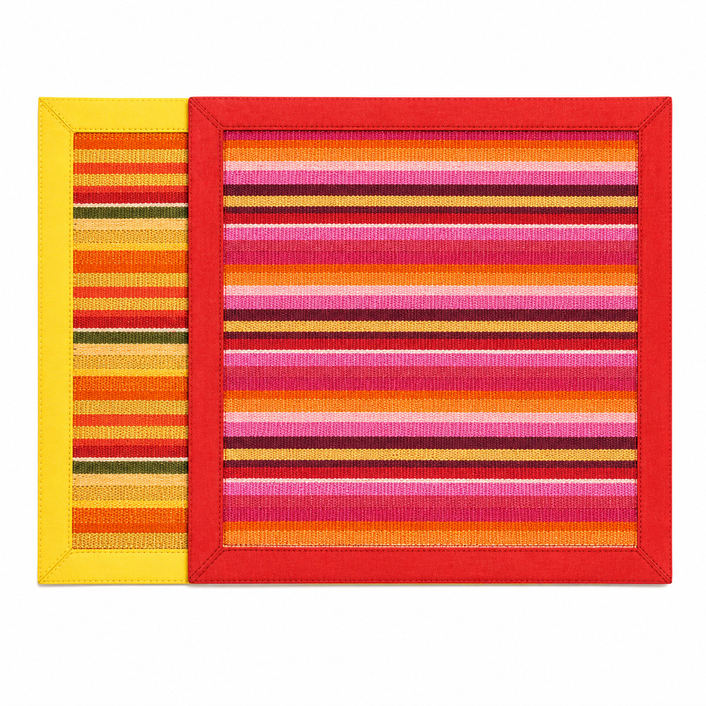 KIM SEYBERT SET OF 2 STRIPE SQUARE BEADED PLACEMATS NEIMAN MARCUS $100 AUTHENTIC